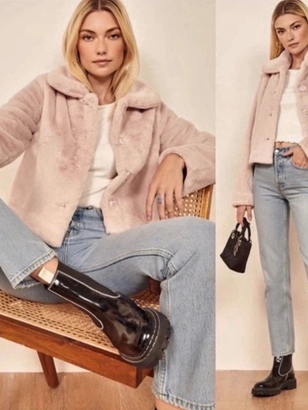 Reformation Hampton Coat Pink Teddy Jacket